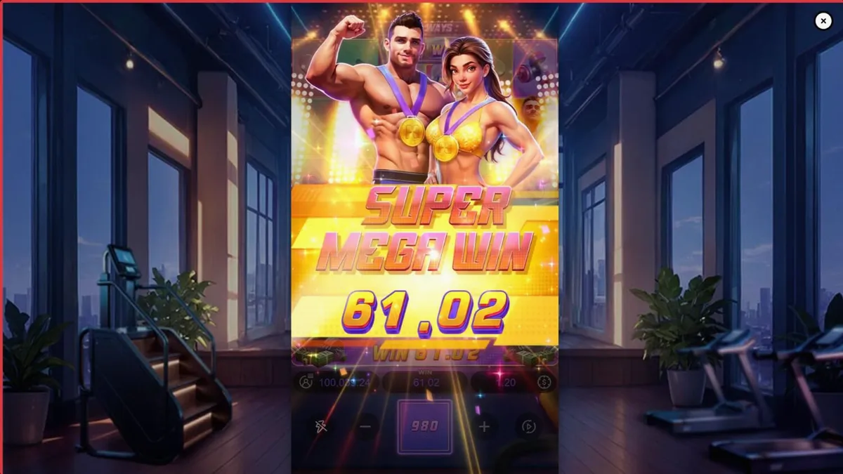 Interface do jogo de slot Mighty Mania com tema de academia